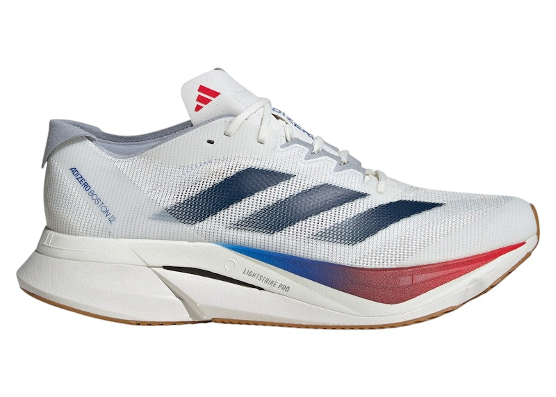 adidas Adizero Boston 12 Core White Dark Blue Pure Ruby