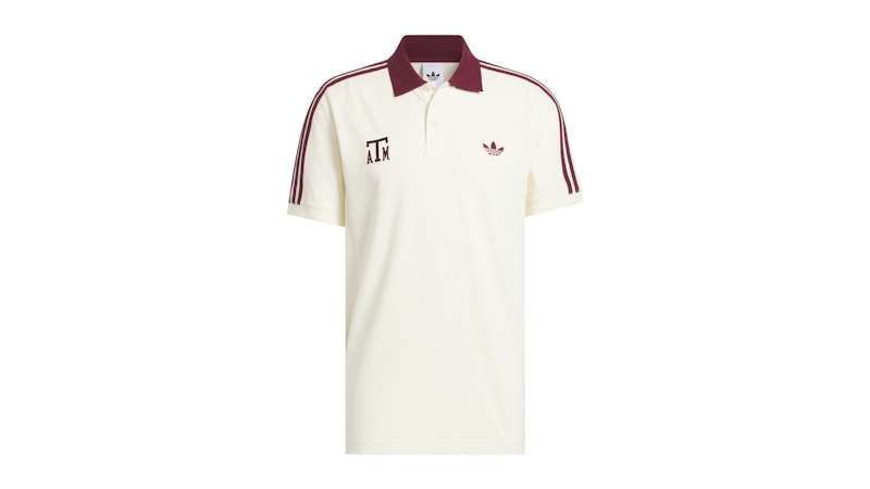 adidas Aggies Jersey Cotton Polo Texas A&M Cream White Team Maroon