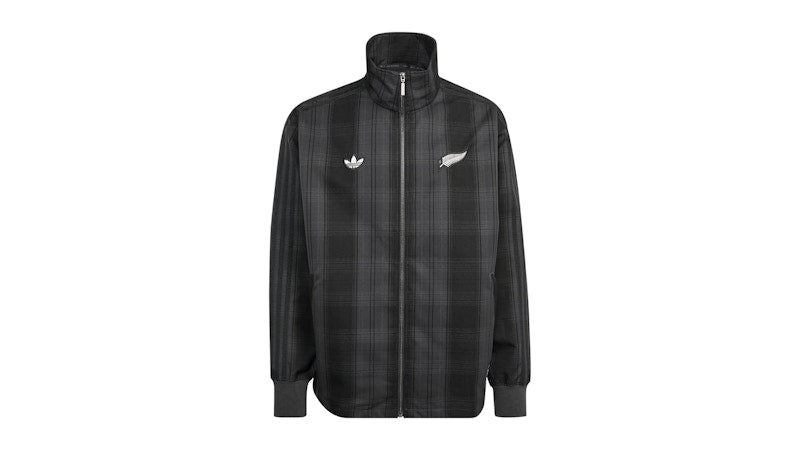 adidas & All Blacks Plaid Woven Firebird Track Jacket Black Carbon