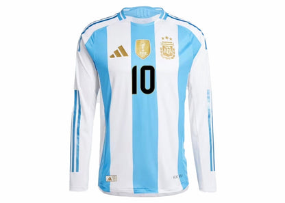 adidas Argentina 24 Long Sleeve Messi Home Authentic Jersey White/Blue Burst
