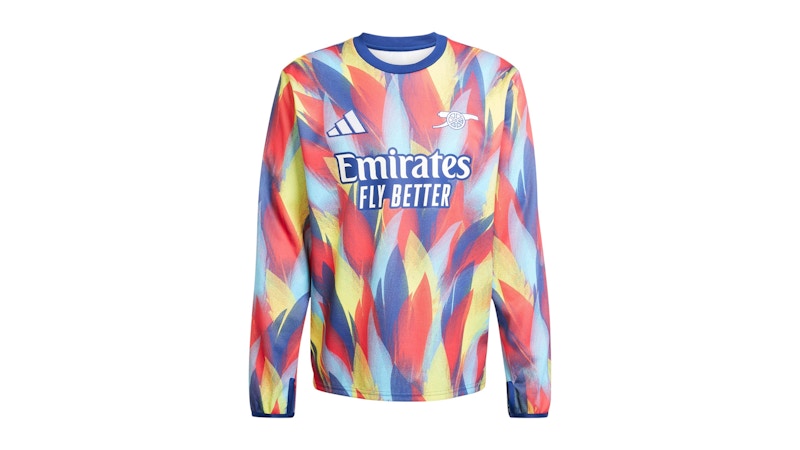 adidas Arsenal 25/26 Pre-Match Warm Top Victory Blue Pure Ruby Bright Yellow Bright Cyan