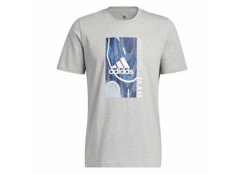 adidas Badge of Sport Courts Graphic Tee Medium Grey Heather