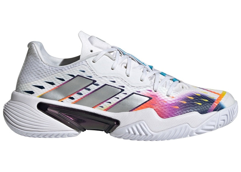 adidas Barricade Cloud White Silver Metallic Bright Cyan (Women's)