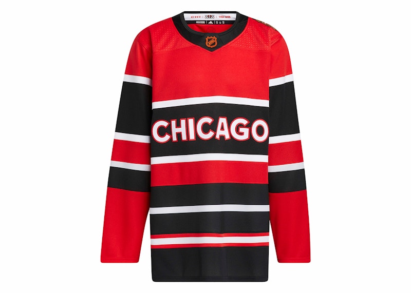 adidas Blackhawks Authentic Reverse Retro Wordmark Jersey Red