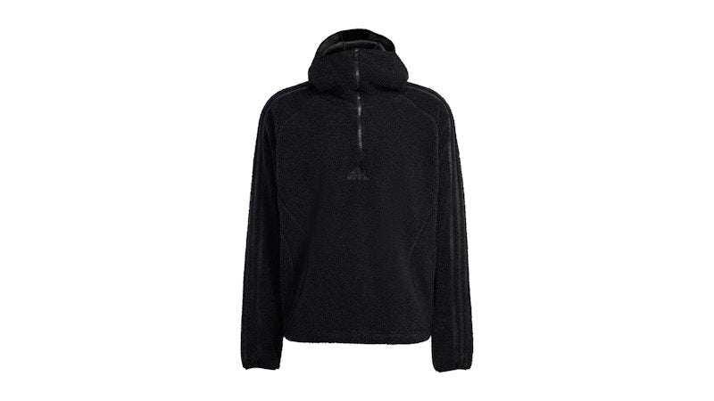 adidas Borg Fleece Teamgeist 1/4 Zip Hoodie Black