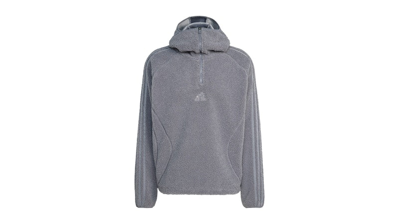 adidas Borg Fleece Teamgeist 1/4 Zip Hoodie Grey Strata