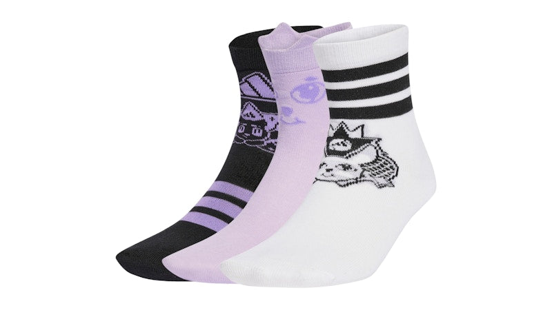 adidas Bubbles Socks (3 Pair) White Black Powder Plum
