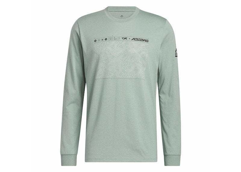 adidas City Escape Long Sleeve Graphic Tee Silver Green