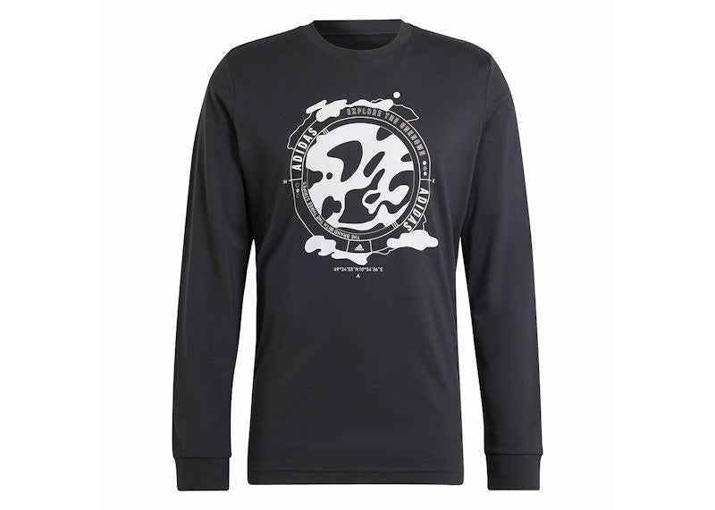 adidas City Escape Town Camo Long Sleeve Graphic Tee Black