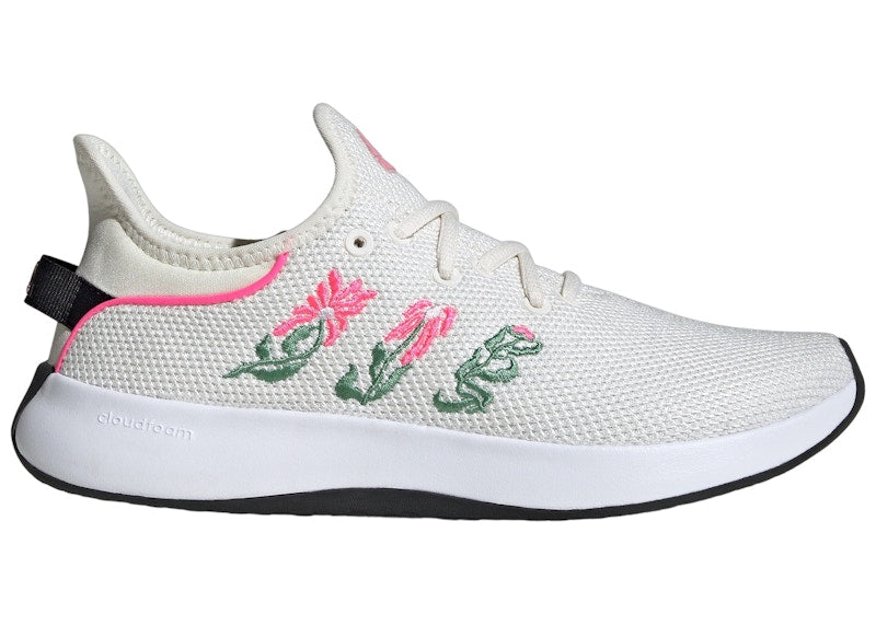 adidas Cloudfoam Pure SPW Core White Preloved Green Lucid Pink (Women's)