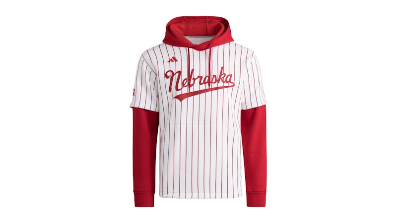 adidas Cornhuskers Hooded Jersey Nebraska White Team Power Red