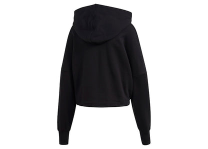 adidas Cropped Big Trifoil Pullover Hoodie Black/White