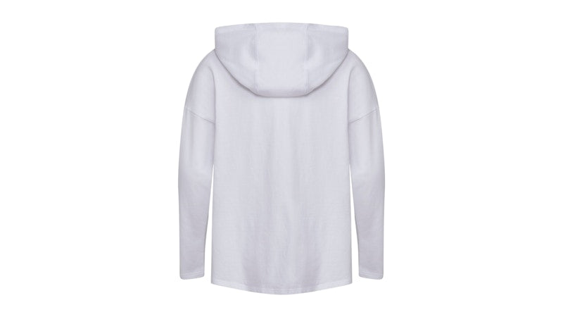 adidas Curved Hem Hooded Long Sleeve Tee White