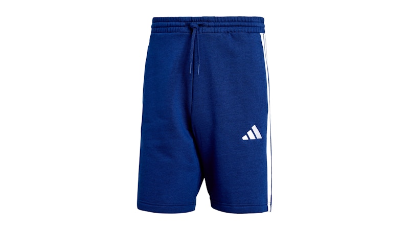 adidas Essentials 3-Stripes Fleece Shorts Dark Blue White