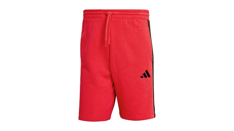 adidas Essentials 3-Stripes Fleece Shorts Pure Ruby Black