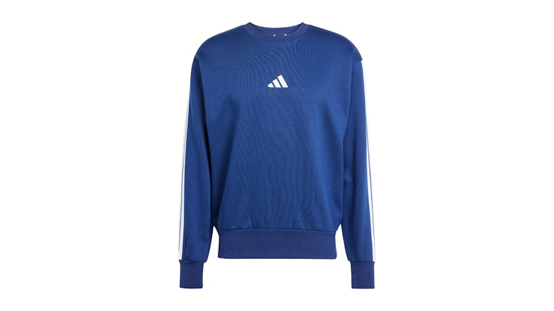 adidas Essentials 3-Stripes Fleece Sweatshirt Dark Blue White