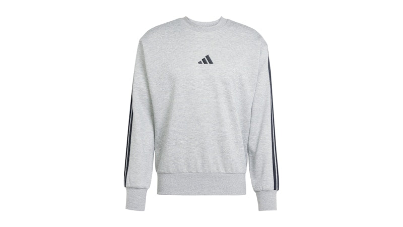 adidas Essentials 3-Stripes Fleece Sweatshirt Medium Grey Heather