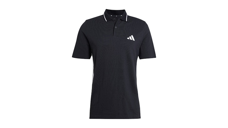 adidas Essentials 3-Stripes Pique Polo Shirt Black/White