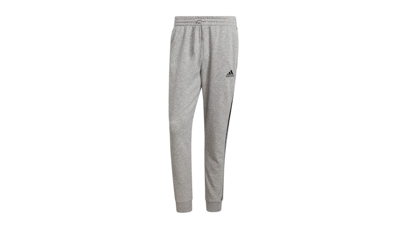 adidas Essentials Fleece Tapered Cuff 3-Stripes Joggers Medium Grey Heather Black