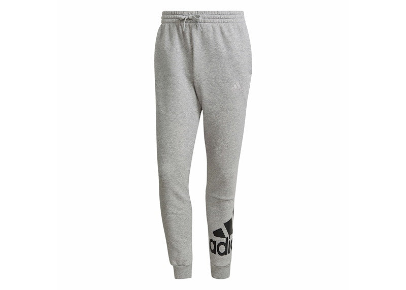 adidas Essentials Fleece Tapered Cuff Logo Pants Medium Grey Heather/Black