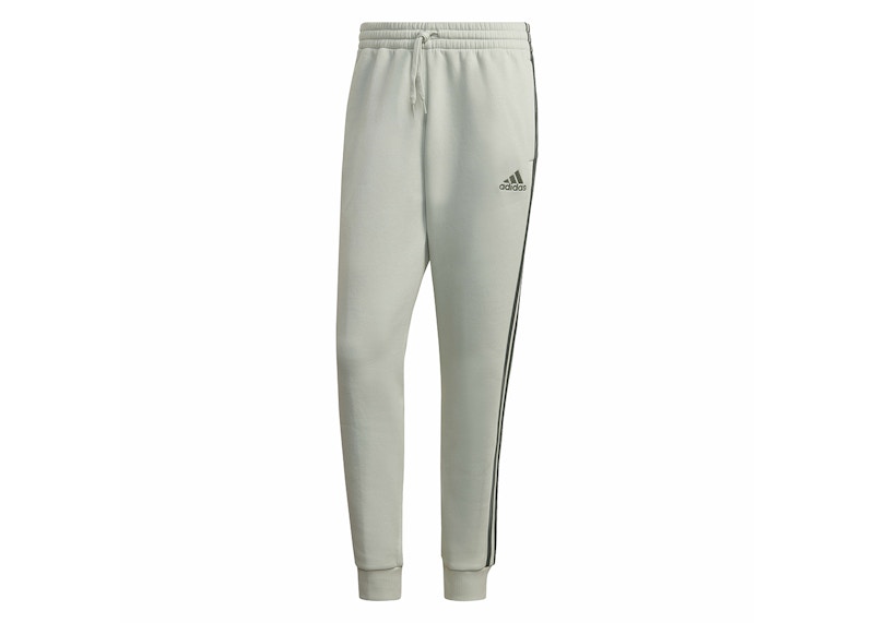 adidas Essentials French Terry Tapered-Cuff 3-Stripes Pants Linen Green/Green Oxide