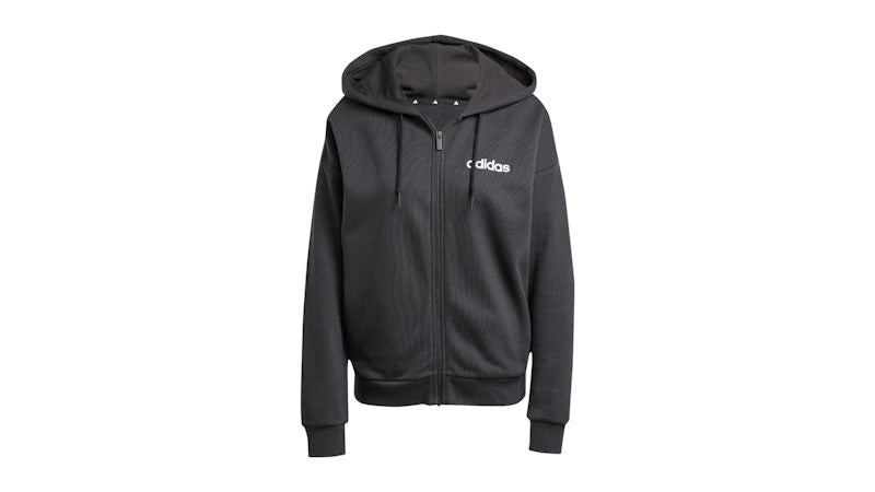 adidas Essentials Linear Full-Zip French Terry Hoodie Black/White