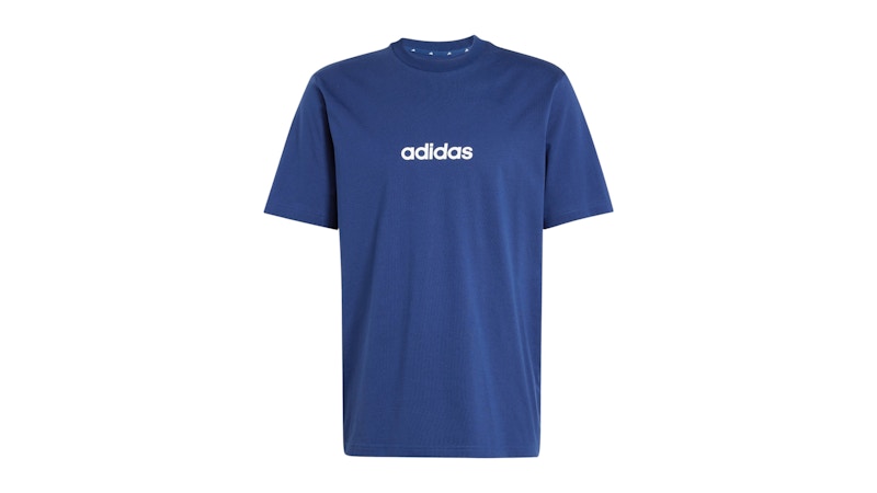 adidas Essentials Linear Single Jersey Tee Dark Blue/White