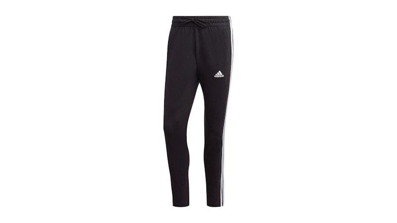 adidas Essentials Single Jersey Tapered Open Hem 3-Stripes Pant Black/White