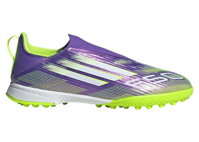 adidas F50 League Laceless TF Purple Rush Cloud White Lucid Lemon (GS)