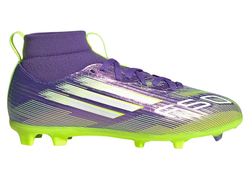 adidas F50 League Mid-Cut FG/MG Purple Rush Cloud White Lucid Lemon (GS)