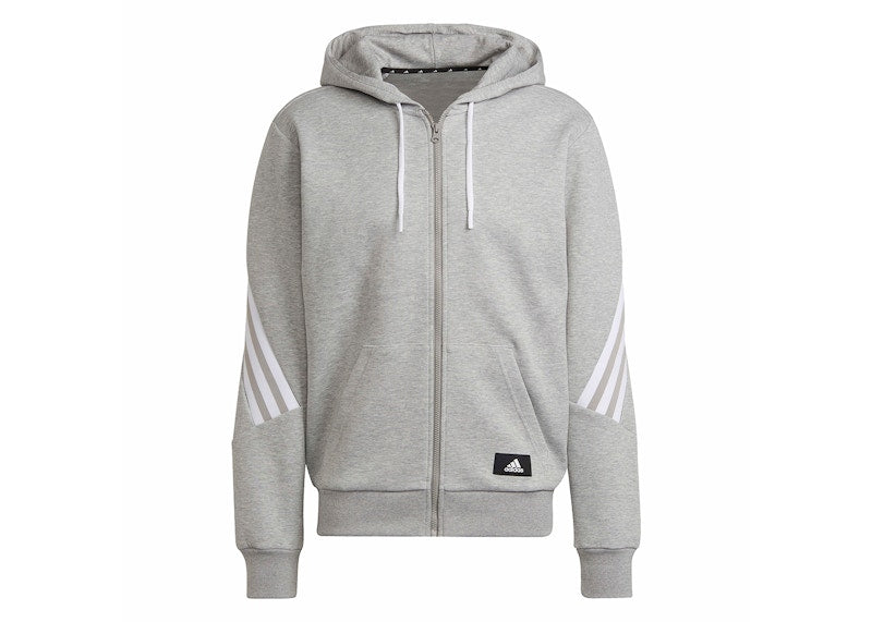 adidas Future Icons 3-Stripes Full-Zip Hoodie Medium Grey Heather/White