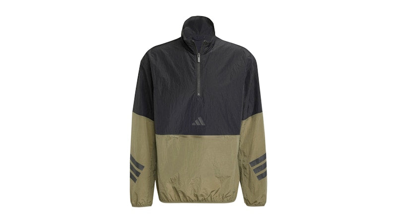 adidas Future Icons 3-Stripes Woven Half-Zip Sweatshirt Olive Strata