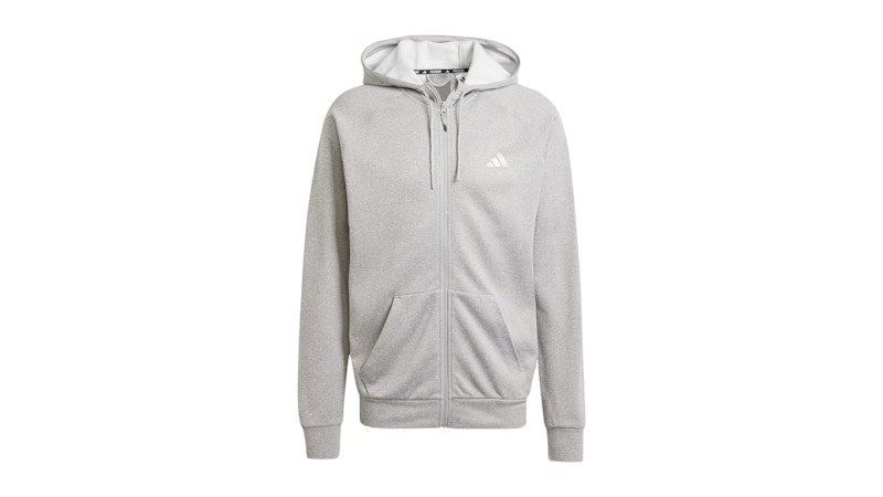 adidas Game And Go Big Logo 3-Stripes Full-Zip Hoodie Medium Grey Heather