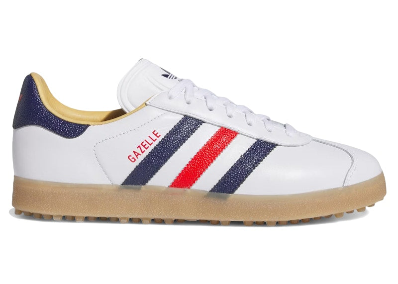 adidas Gazelle Leather Spikeless Golf White Dark Blue Red