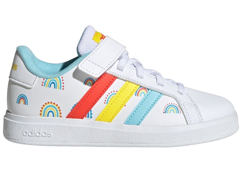 adidas Grand Court And Top Strap Cloud White Bold Orange Impact Yellow (GS)