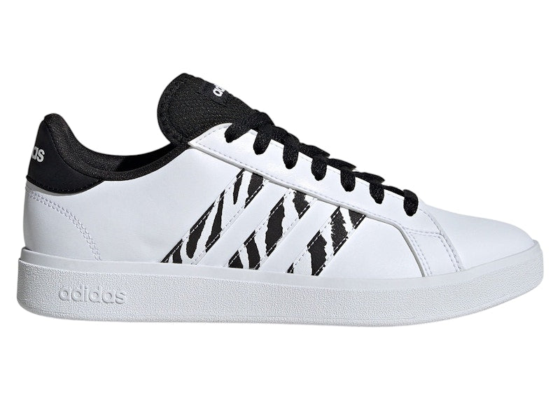adidas Grand Court Base White Black Zebra Stripes (Women's)