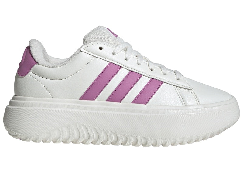 adidas Grand Court Platform Core White Preloved Purple (Women's)