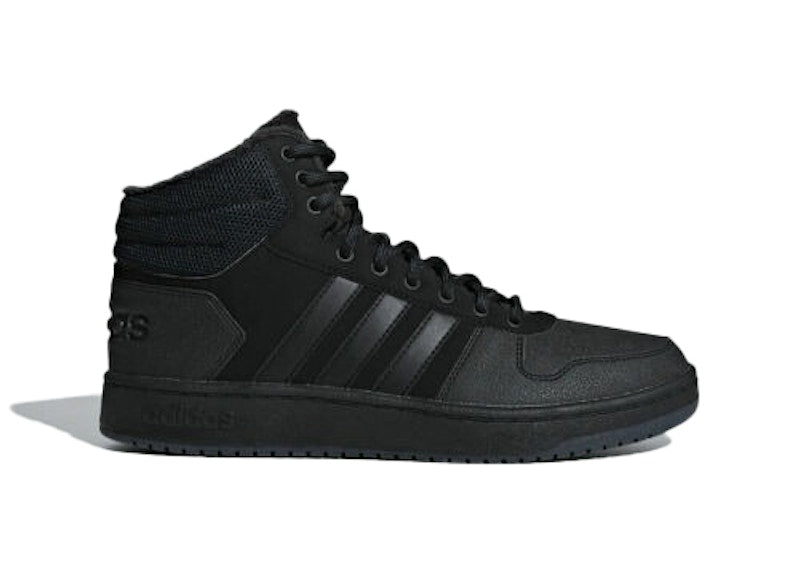 adidas Hoops 2.0 Mid Triple Black Tumbled Stripes
