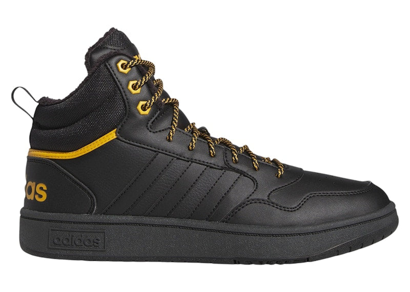 adidas Hoops 3.0 Mid Winterized Classic Fur Lining Core Black Preloved Yellow