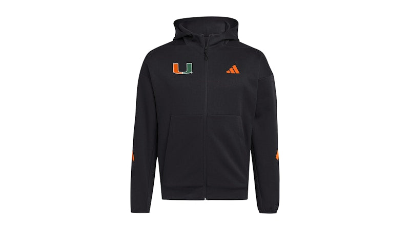 adidas Hurricanes Full Zip Player Travel Zne Hoodie Miami Black Collegiate Orange