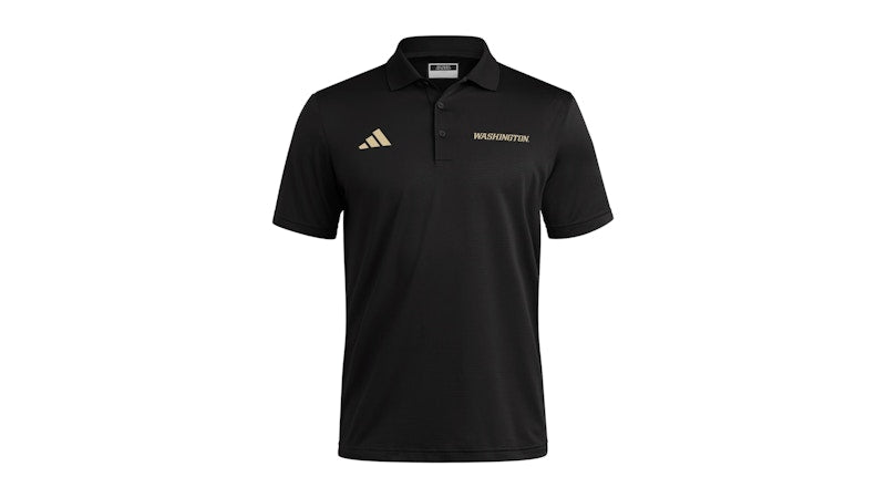 adidas Huskies Coaches Ottoman Polo Washington Black Team Sand