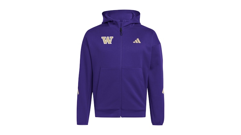 adidas Huskies Full Zip Player Travel Zne Hoodie Washington Team College Purple Team Sand