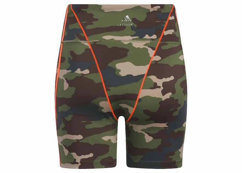 adidas Ivy Park Bike Shorts 9-Inch AOP Camo/Solar Orange