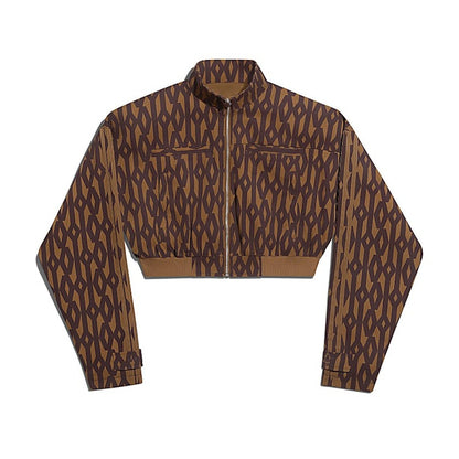 adidas Ivy Park Crop Monogram Track Jacket Wild Brown/Night Red