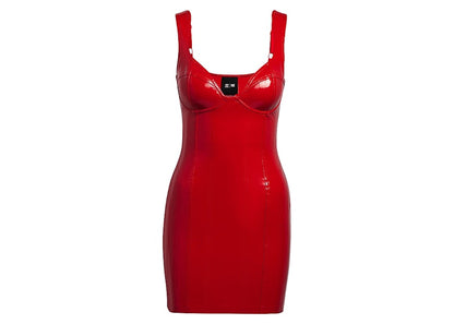 adidas Ivy Park Faux Latex Tank Dress Red