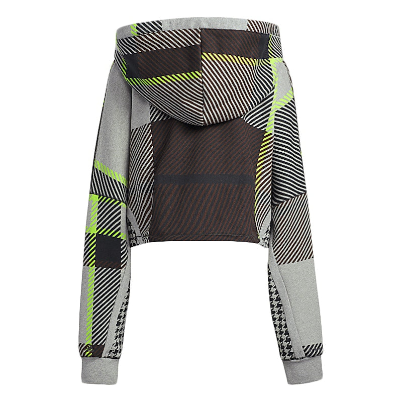 adidas Ivy Park Halls of Ivy Allover Print Cropped Hoodie Medium Grey Heather/Black/Brown