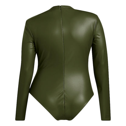 adidas Ivy Park Halls of Ivy Faux Leather Bodysuit (Plus Size) Wild Pine