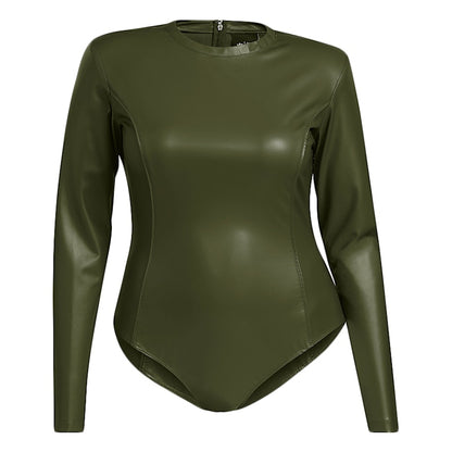 adidas Ivy Park Halls of Ivy Faux Leather Bodysuit (Plus Size) Wild Pine