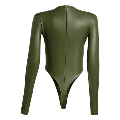 adidas Ivy Park Halls of Ivy Faux Leather Bodysuit Wild Pine