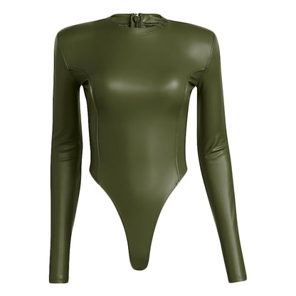 adidas Ivy Park Halls of Ivy Faux Leather Bodysuit Wild Pine